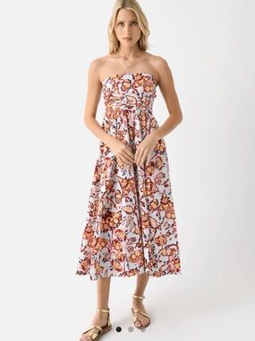 A.L.C. Strapless Floral Cotton Midi Dress